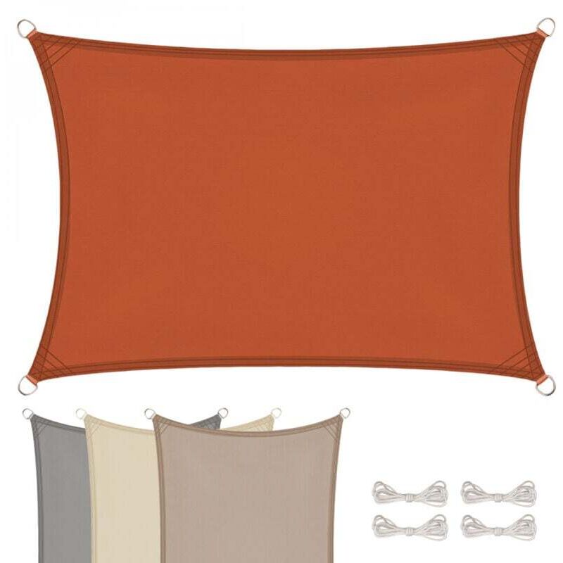 Voile d'ombrage rectangulaire imperméable et anti uv 2 x 3 m Terracotta - Choyclit