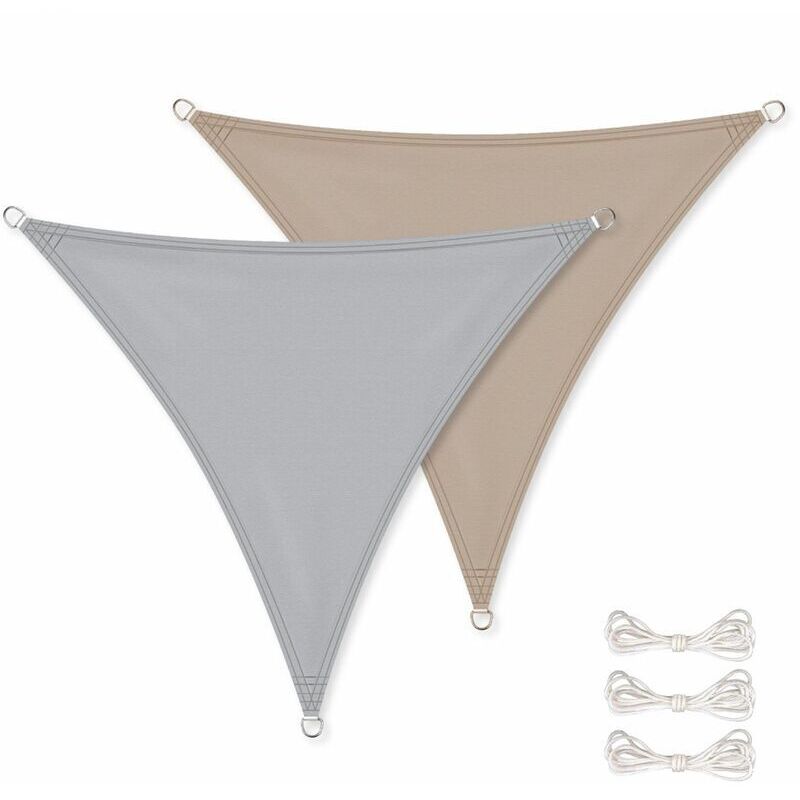 Voile d'ombrage triangulaire imperméable et anti uv 3 x 3 x 3 m Gris - Choyclit