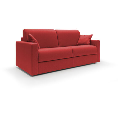 Chris Schlafsofa mit 18 cm hoher Matratze Stoff  T13 186 cm (mat. 140x197) rot