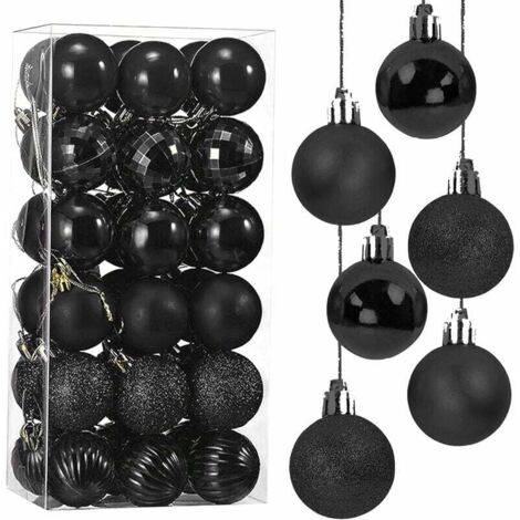 Christbaumkugeln Baumschmuck 36 teilig Christbaumschmuck Set Christbaumkugeln aus Kunststoff Christbaumkugeln bis Ø 4 cm (schwarz)
