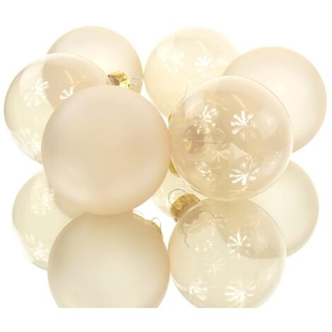 Christbaumkugeln Champagner transparent Ø 6 cm aus Glas - 6er Set