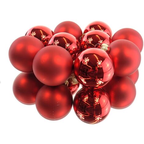 Christbaumkugeln Christmas Red rot 5 x glänzend & 5 x matt Ø 6 cm aus Glas - 10er Set