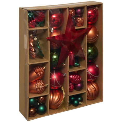 Christbaumkugeln und Weihnachtsdeko, 60er-Set