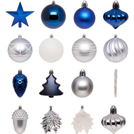 Christbaumkugeln und Weihnachtsdeko, 60er-Set