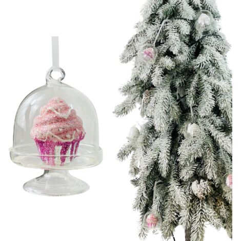 Christbaumschmuck aus Glas - Rosa Cupcake im Glas 7,5 cm