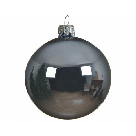 Christbaumschmuck Glänzende graue Glaskugel 8 cm