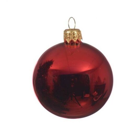 Christbaumschmuck Glänzende rote Glaskugel 8 cm