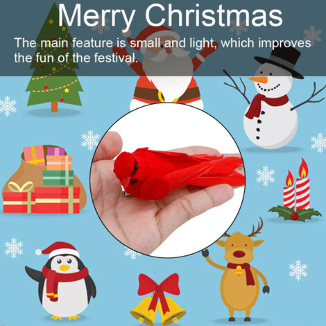 Christbaumschmuck zum Anklemmen, Vogeldekorationen, dekorativer Anhänger, rote Vorhänge.