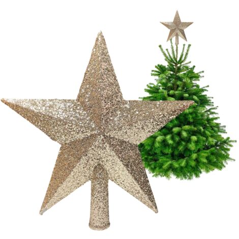 Christbaumspitze - Champagner Glitzerstern 20 cm
