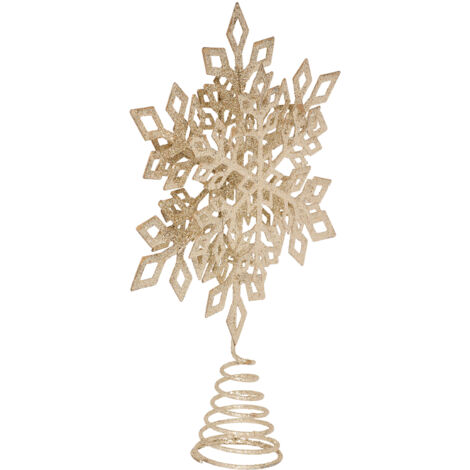 Christbaumspitze, glitzernde Schneeflocke, Metall, 20 cm