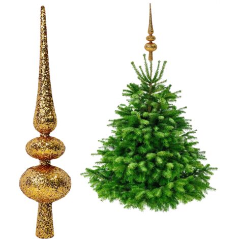 Christbaumspitze Gold - Glitzer Christbaumspitze 29 cm