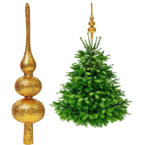 Christbaumspitze Gold - Glitzer Christbaumspitze 34 cm