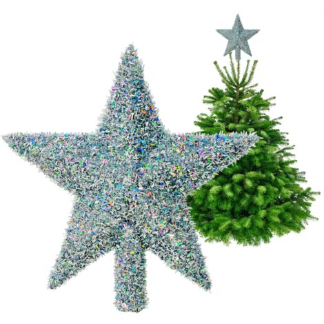 Christbaumspitze - Silberner Stern mit 3D-Igel-Effekt 20 cm