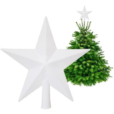 Christbaumspitze - weißer Glitzerstern 20 cm