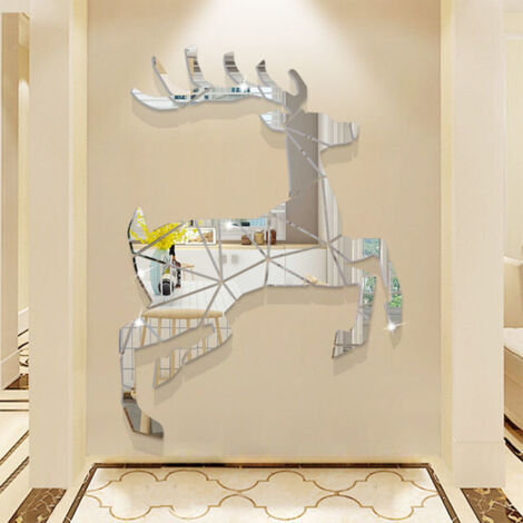 Christmas 3D Deer Acrylic Mirror Wall Stickers For House (71 x 100CM)