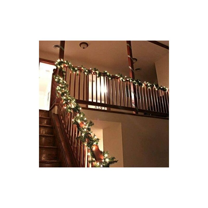 Christmas 4ft Garland LED Light Faux Pine Cone & Berries Xmas Garland Festive Wreath Lighting Warm White Lit Fireplace Decoration (Battery Operated)