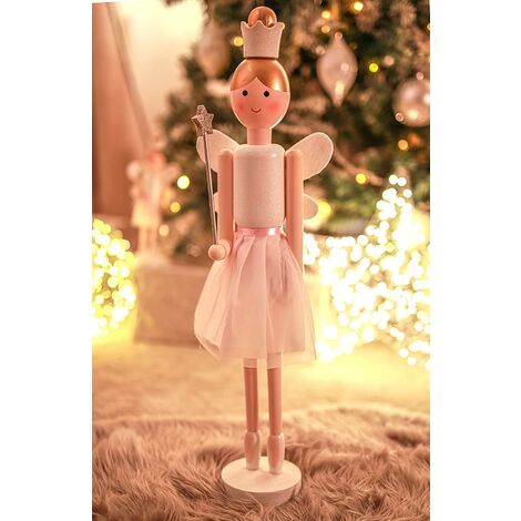 main image of "Christmas 50cm Pink/White Fairy Nut Cracker Statue"