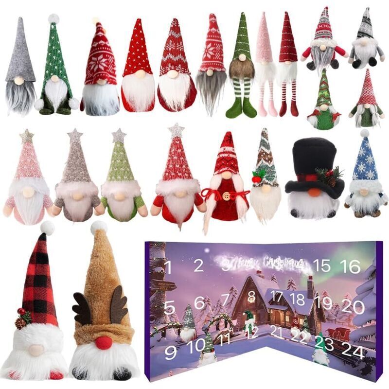 Tehtuy Christmas Advent Calendars Set Of 24 Light-up Elves For Countdown Festive Decoration For Home Gatherings And Parties Wall Decor For Home