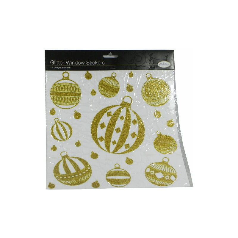 Christmas Bauble Window Stickers in Gold