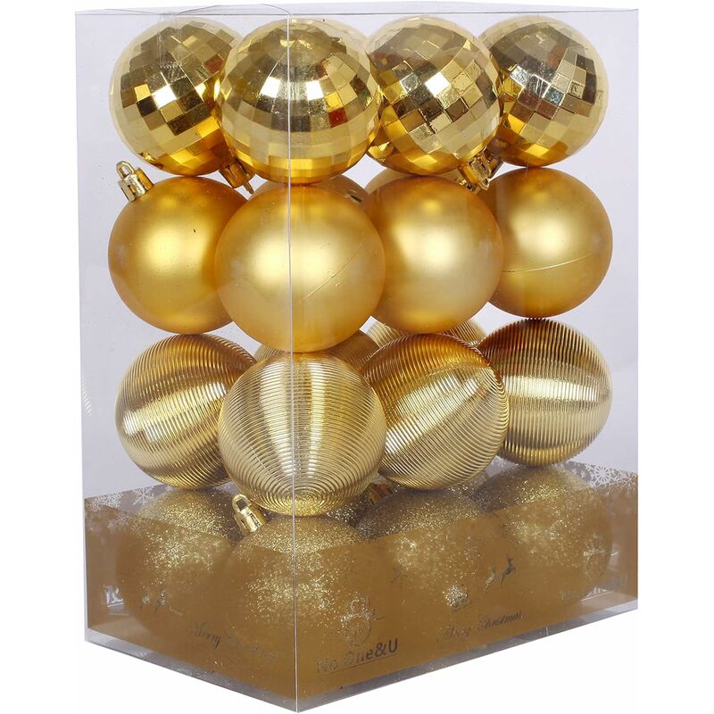 Christmas Baubles Christmas Tree Ornaments, 2.4 24PC Shatterproof Christmas Tree Decorations Hanging Balls Set for Holiday Wedding Party Decoration