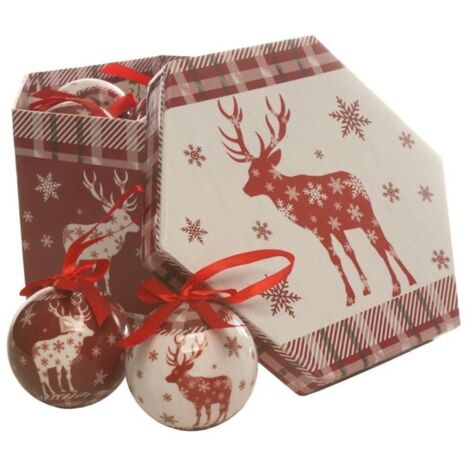 Christmas Baubles Red Reindeer Fourteen Piece Set Festive