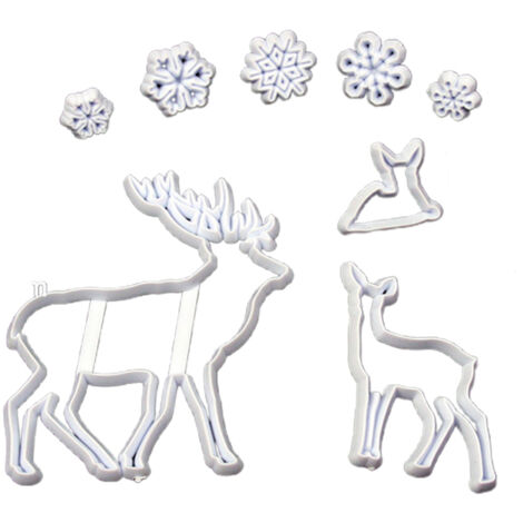 Christmas Biscuit Mold Xmas Tree Santa Claus Snowflake Snowman Reindeer Shapes Mold Baking Tray for Candy Pudding Jelly Cake Soap