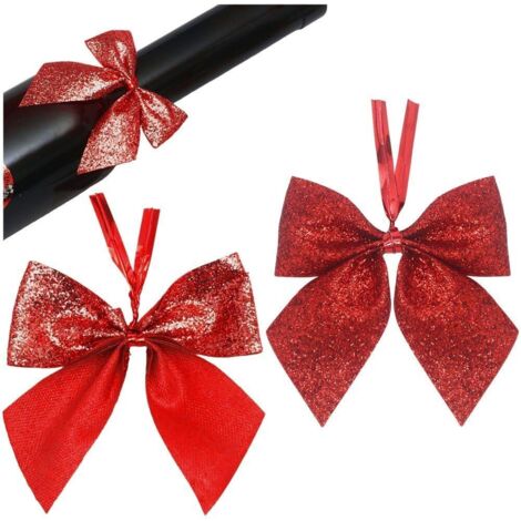 Christmas Bows for Tree Decorations 50pcs Christmas Glitter Bows Xmas Tree Ornaments Festive Hanging Decor for New Year Home