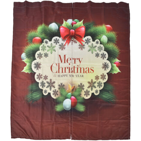 Christmas Curtain Polyester Fiber 3D Digital Printing Merry Christmas Custome Curtain for Outdoor Porch Balcony170x200cm Christmas 8