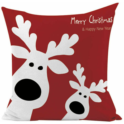 Christmas Cushion Covers Deer Winter Cushions Living Room Red Decorative Pillowcase Pillow Case For Sofa Couch Merry Christmas Home Decor 2pcs