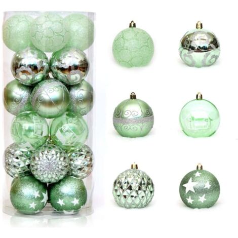 Christmas Decoration Balls, 24pcs 6cm/2.36" Christmas Balls Shatterproof Plastic Christmas Ball Ornaments Decoration for Christmas Tree Decor Party Decor Pendants (Green)