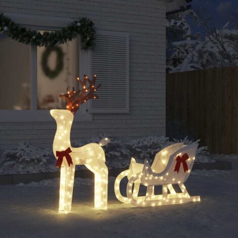 Christmas Decoration Reindeer and Sleigh 100 LEDs Cold White vidaXL