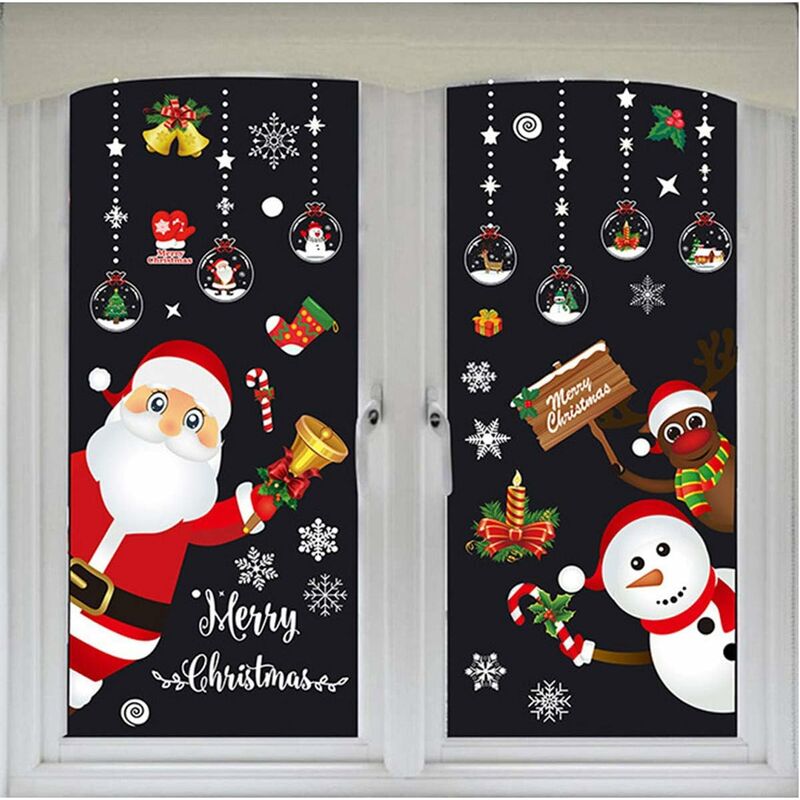 Christmas Decoration Santa Window Stickers DIY Window Decoration Stickers with Santa Claus & Snowman