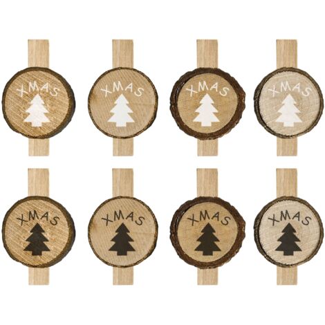 CHRISTMAS DECORATION SET 8 WOOD TREE KL-21X11