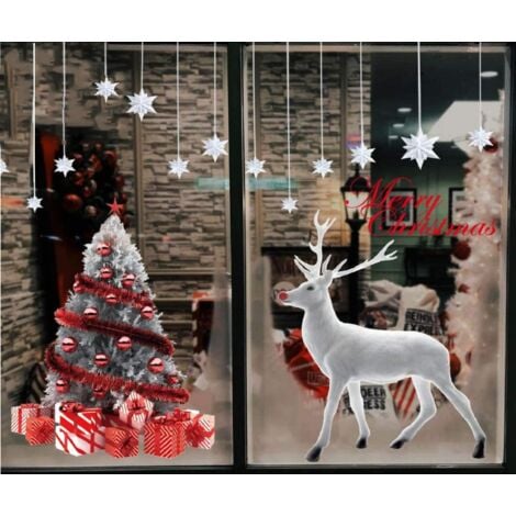 Christmas Decorations DIY Christmas Window Stickers, Reindeer Christmas Tree Wall Stickers, Christmas Glass Door Decorations, Christmas Home Murals