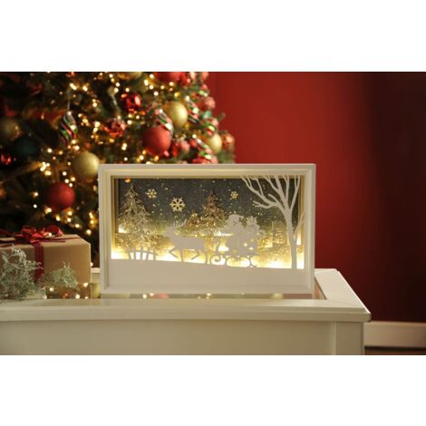 Christmas Decorations Santa Sleigh Scene Battery Operated Festive