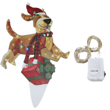 Christmas Dog Yard Decor Light Up with String Light Cute Acrylic Outdoor Animal Decorations for Porch Lawn 06