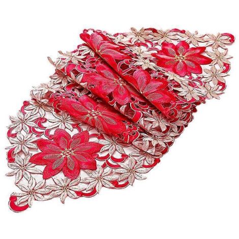 Christmas Embroidered Table Runner,for Restaurant Party ,15X70 Inch--