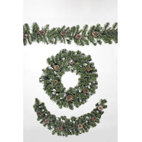 Christmas Garland 2.7M Frosted Tips And Pinecones Festive Home Decor