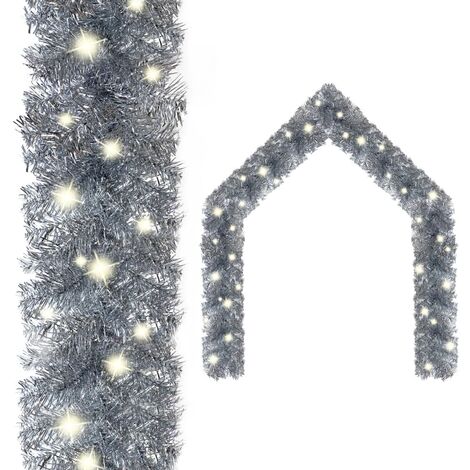 Christmas Garland with LED Lights 10 m Silver vidaXL