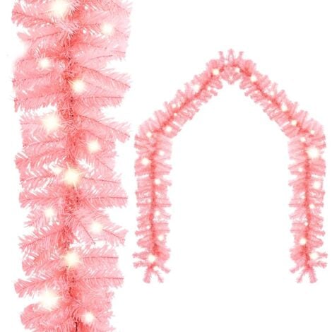 Christmas Garland with LED Lights 5 m Pink vidaXL