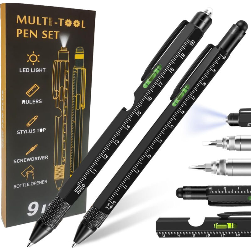 Christmas Gift for Men, 2pcs Multifunction 9 in 1 Pen, Dad Gift, Gift Idea for Men, Birthday Gift for Men, Father's Day Gift, Christmas Gift Idea for