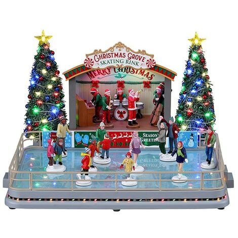 LEMAX Christmas Grove Skating Rink con adaptador de 4.5V Cod. 14870