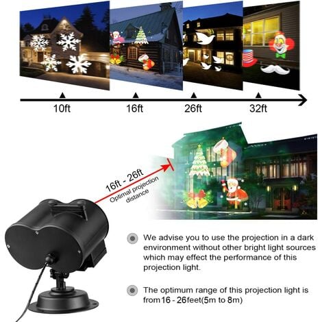 KARTOKNER Christmas Halloween LED Projector Lamp, Waterproof Water Wave & Pattern Light Projector with Remote Control, Projection Lamp Lighting Indoor Outdoor Christmas Party Decoration (Black)