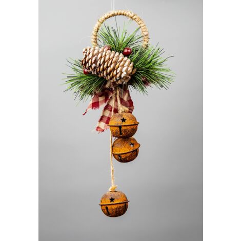 Christmas hanging decoration 27 CM Rustic Red rusty bells