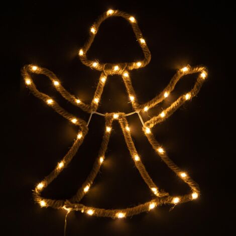 Christmas LED Lights Decorations Angel Silhouette Hemp Rope Lights Home Wall Room Hanging Décor Battery Operated
