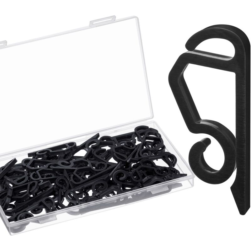 Christmas Light Clip - Outdoor Gutter Hook Weather Resistant for Holiday Decoration (60 Pieces, Black)