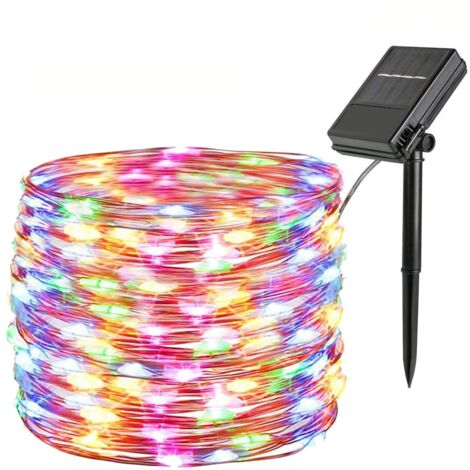 Christmas Lights, 12M, 100 LED, RGB, 8 Modes, IP45 Waterproof, Battery/Solar Panel, Multicolor