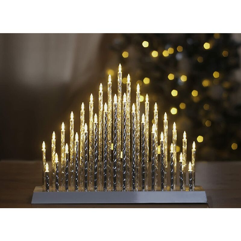 Christmas Lights 33 Warm White LED Pipe Twisted Candle Bridge