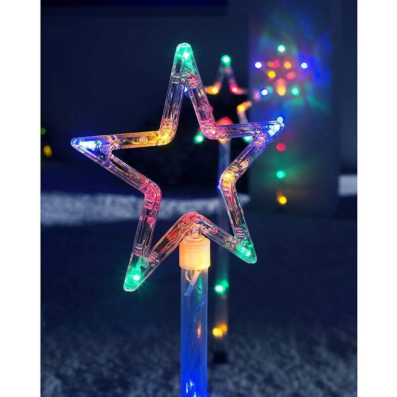 Christmas Lights LED Star Large Bright Multi Coloured Xmas Lights Outdoor Lighting Lit LED – 4 Pack
