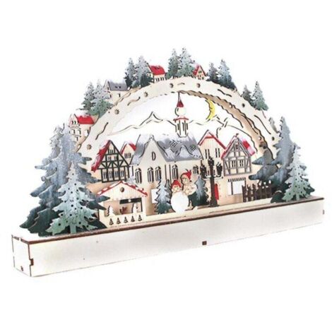 Christmas Lights, Light-Up House, Wooden Snowflake, LED Shopping Mall - Window Decoration - Christmas Table Gifts